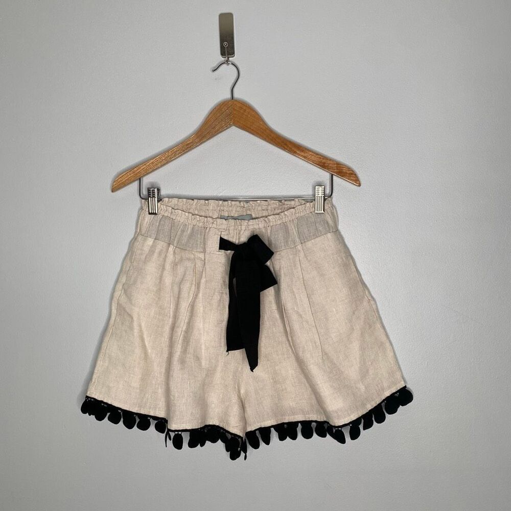 Silvia Tcherassi Giorgio Linen Pom Pom Shorts Size Medium